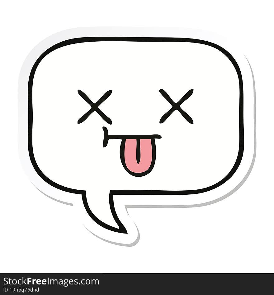 sticker of a cute cartoon speech bubble