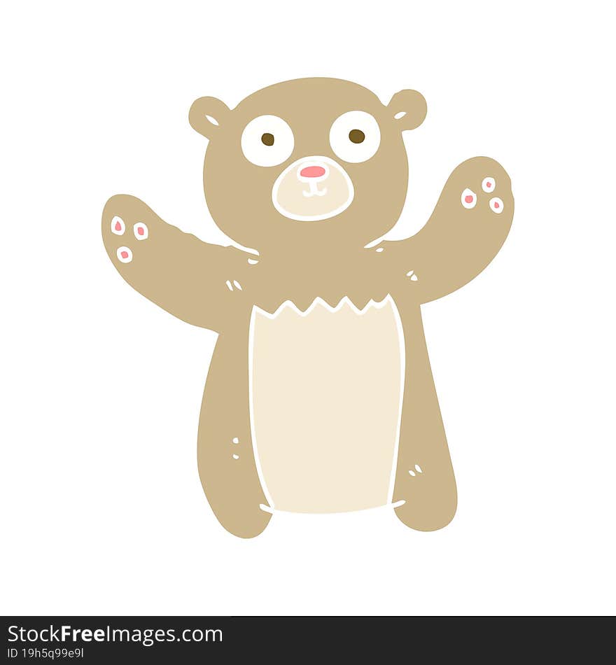 Flat Color Illustration Of A Cartoon Teddy Bear