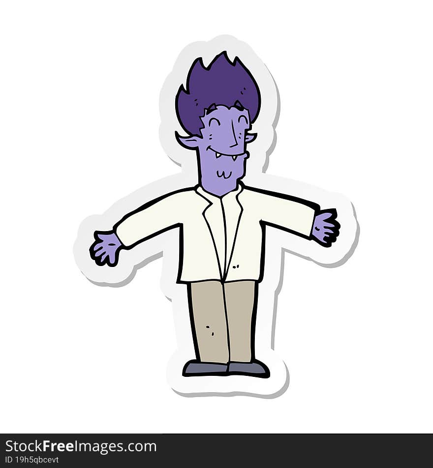 Sticker Of A Cartoon Happy Vampire