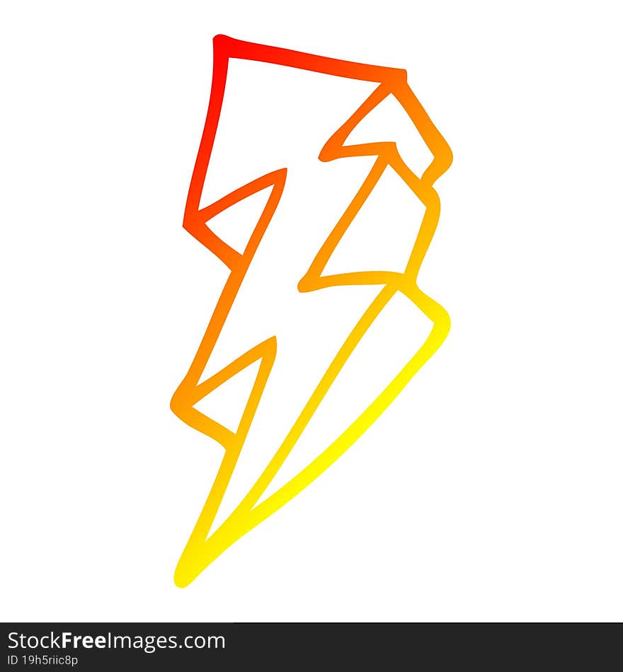 warm gradient line drawing cartoon lightning bolt