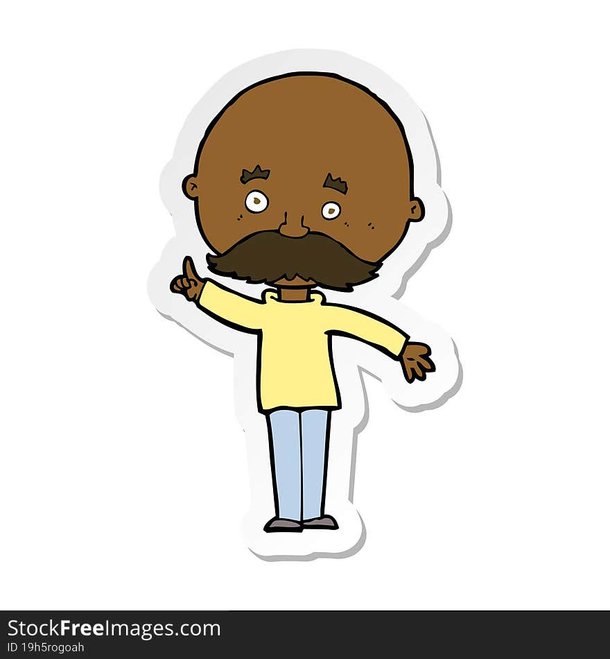 sticker of a cartoon bald man with idea