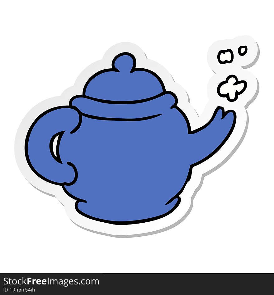 hand drawn sticker cartoon doodle of a blue tea pot