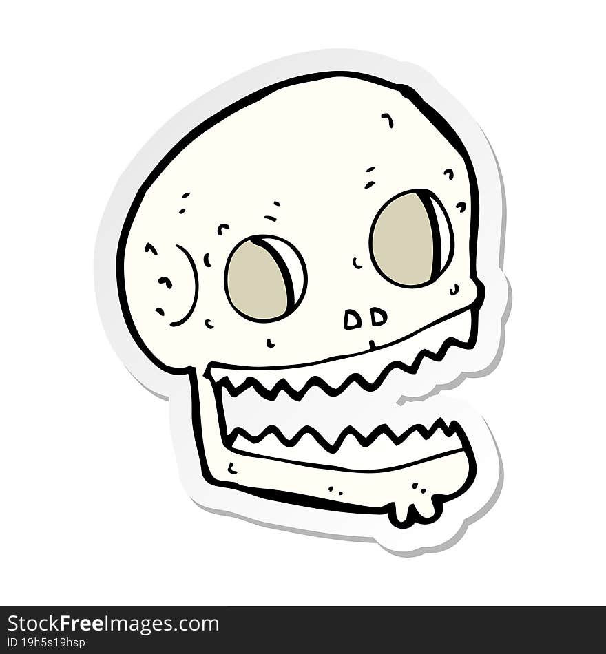 Sticker Of A Cartoon Spooky Skull