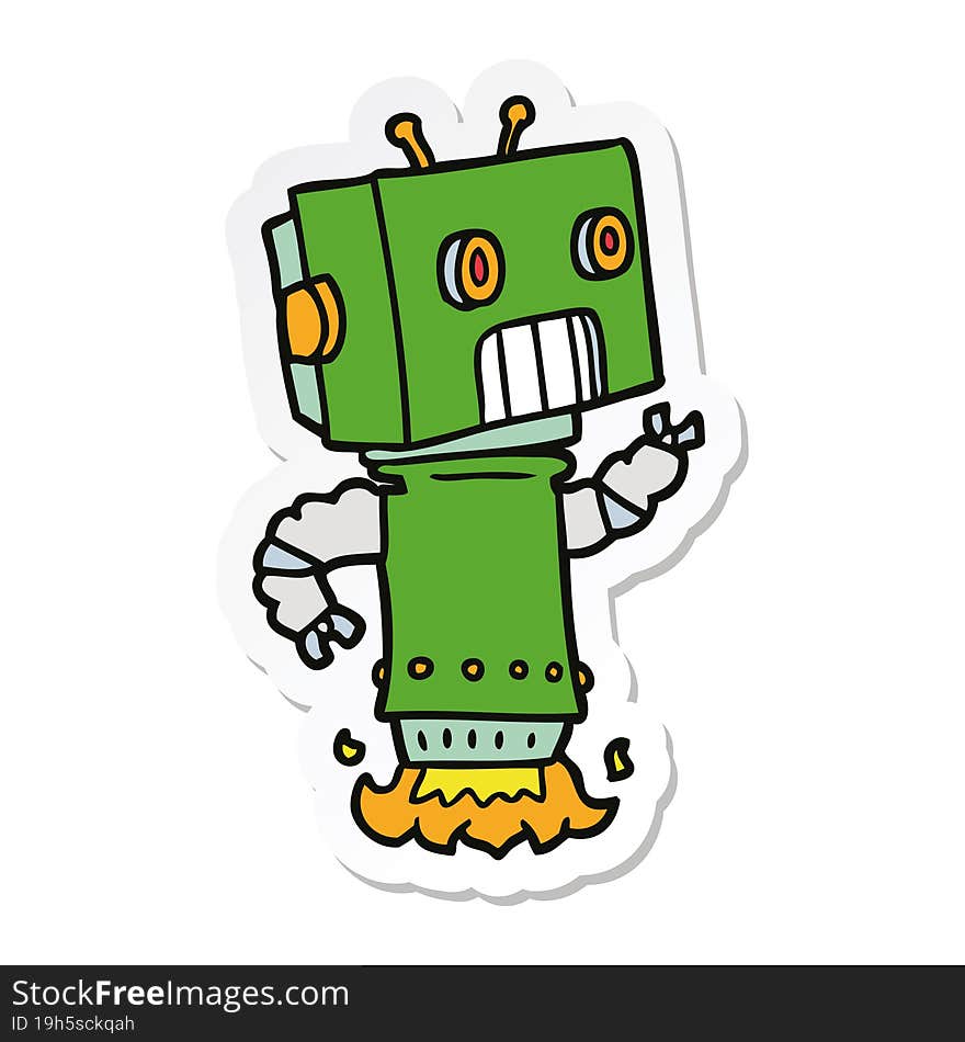 sticker of a cartoon robot