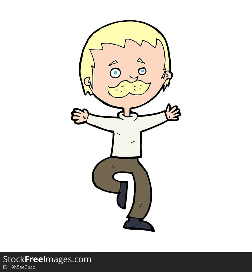 cartoon dancing man with mustache