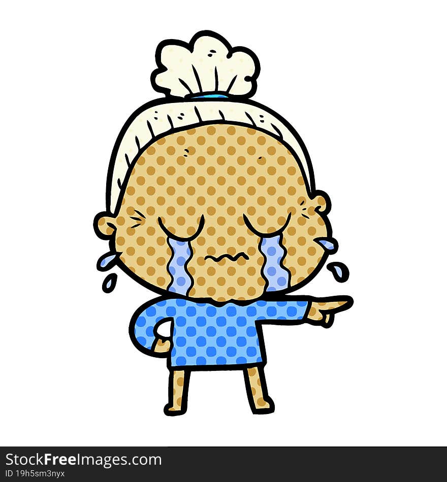 cartoon crying old lady. cartoon crying old lady