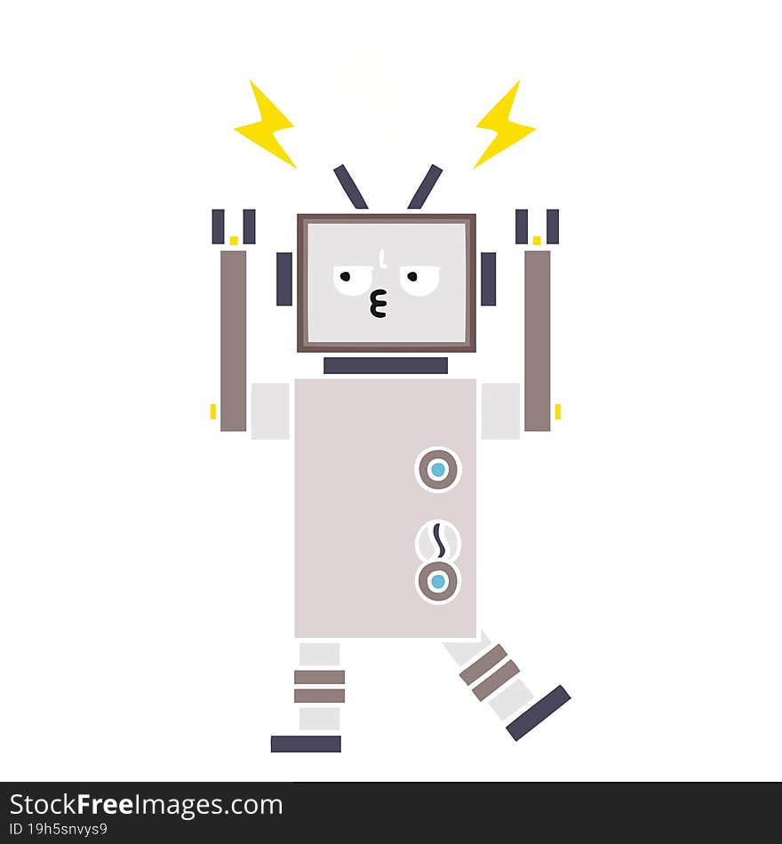 Flat Color Retro Cartoon Robot