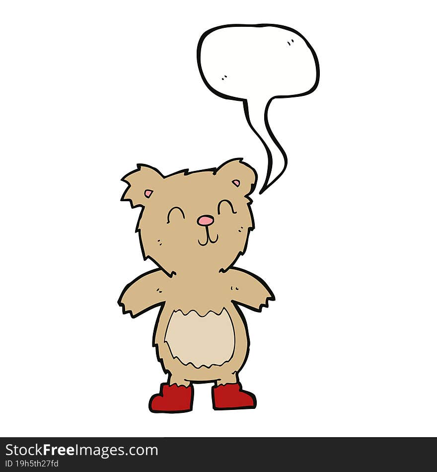 cartoon teddy bear with speech bubble