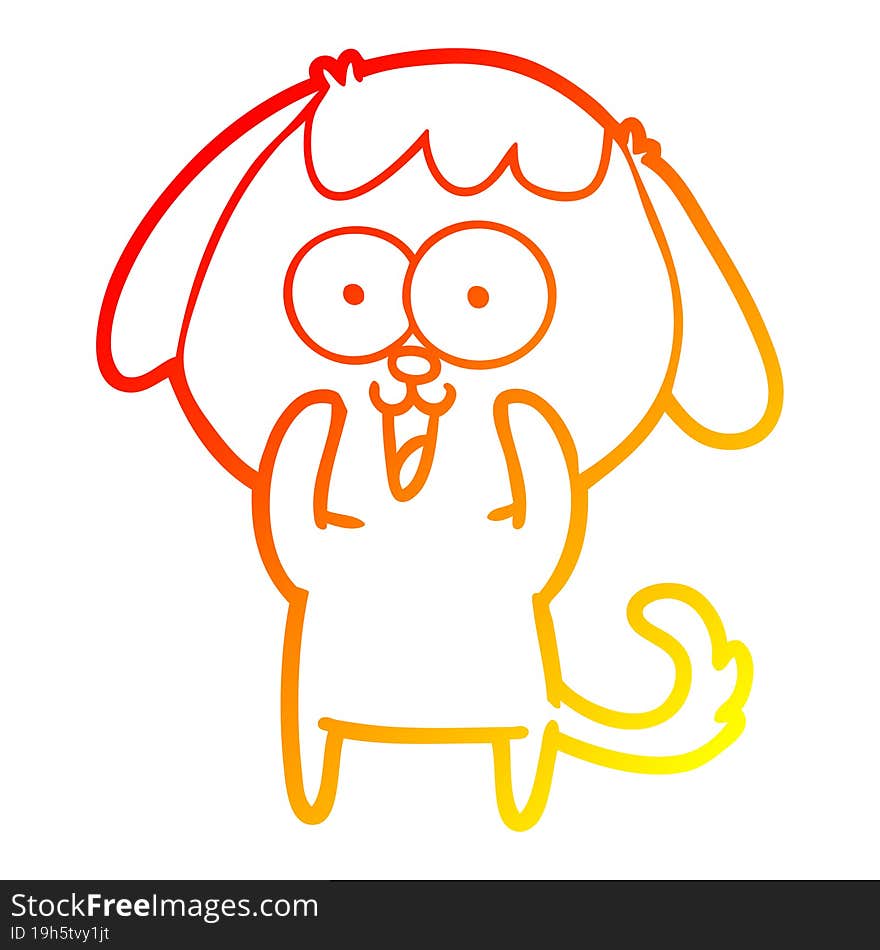 warm gradient line drawing of a cute cartoon dog