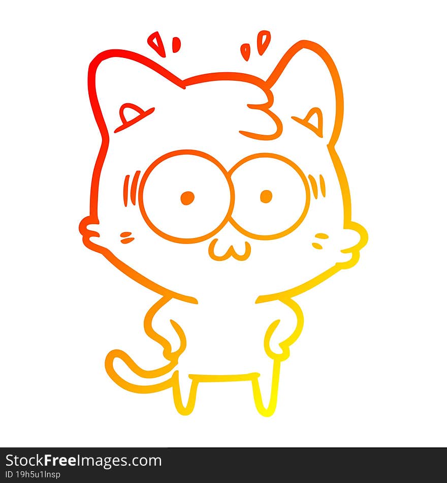 warm gradient line drawing cartoon surprised cat