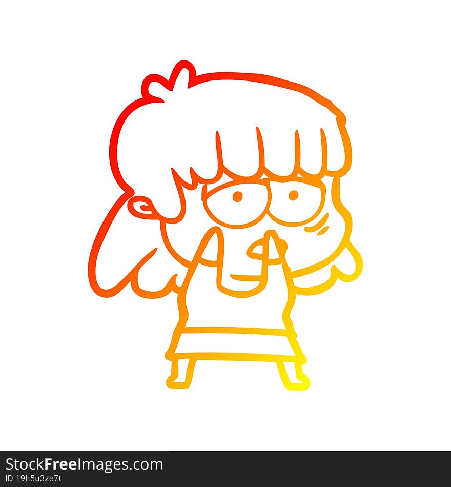 warm gradient line drawing cartoon tired woman