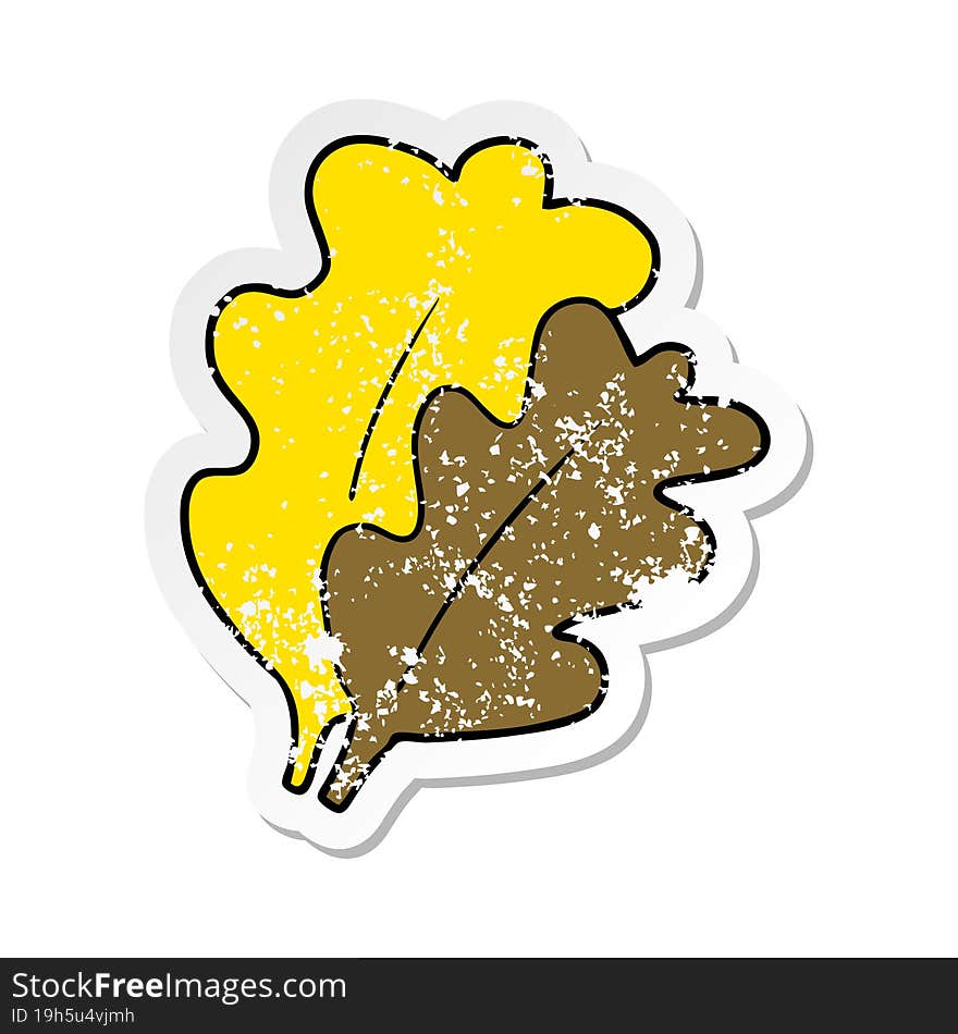 Distressed Sticker Of A Fall Leaves Cartoon