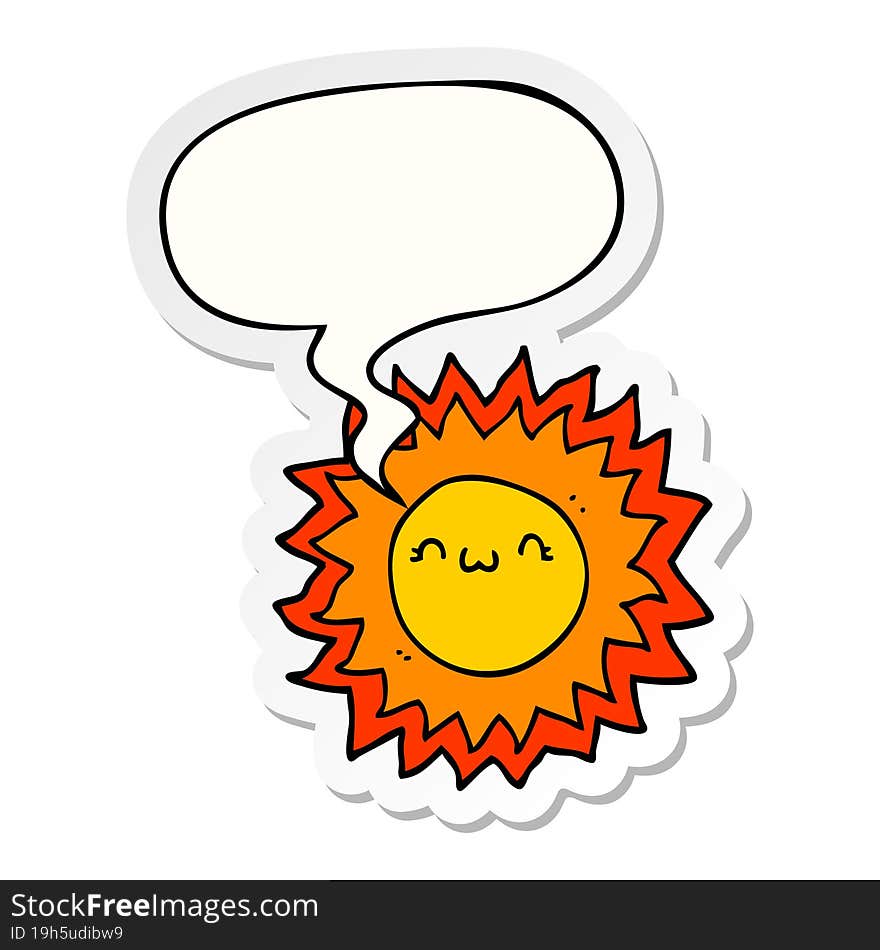 cartoon sun and speech bubble sticker