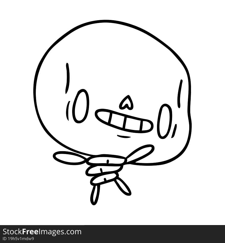 line drawing kawaii cute dead skeleton