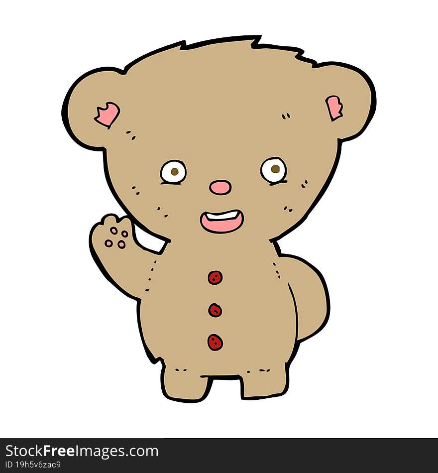 cartoon teddy bear waving