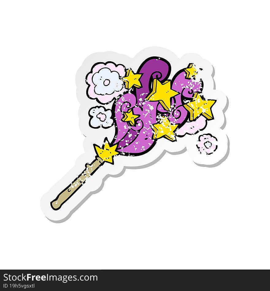 retro distressed sticker of a cartoon magic wand