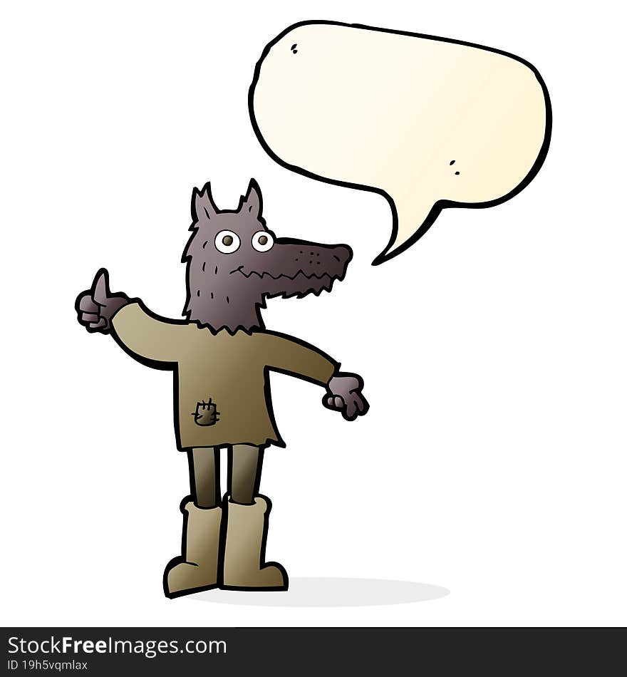 Cartoon Wolf Man With Speech Bubble