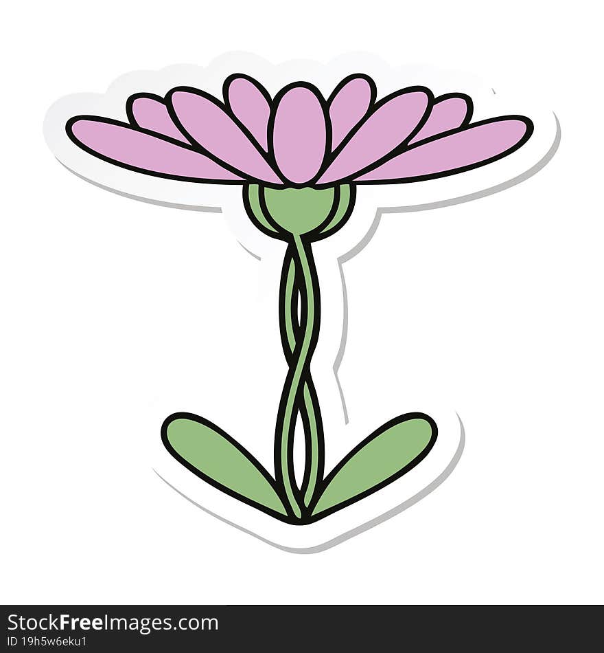 Sticker Of A Cute Cartoon Flower