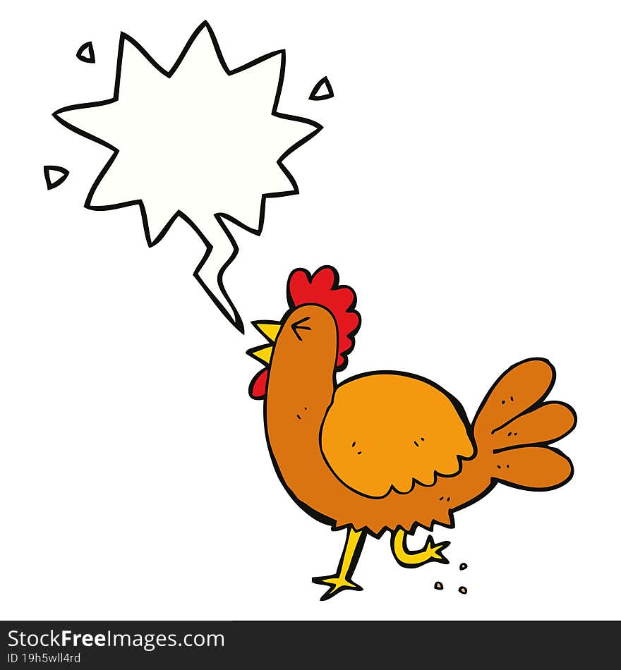 cartoon rooster and speech bubble