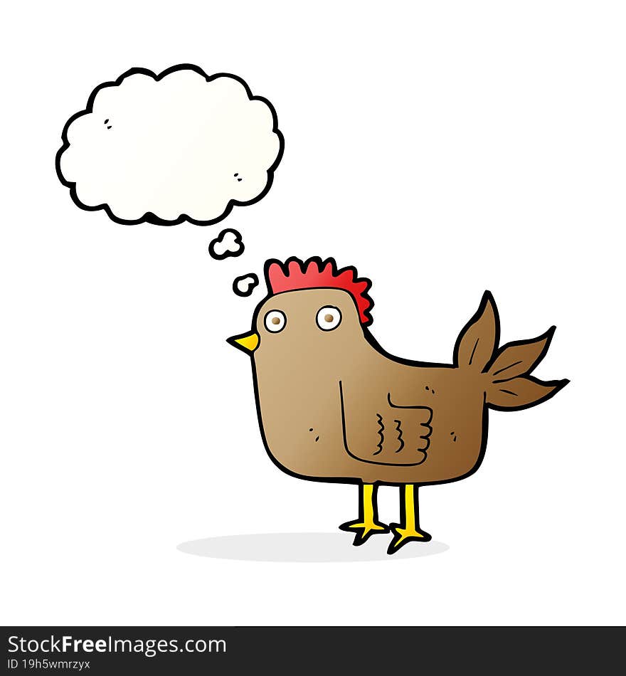 Cartoon Hen With Thought Bubble