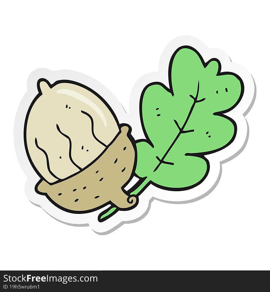 Sticker Of A Cartoon Acorn