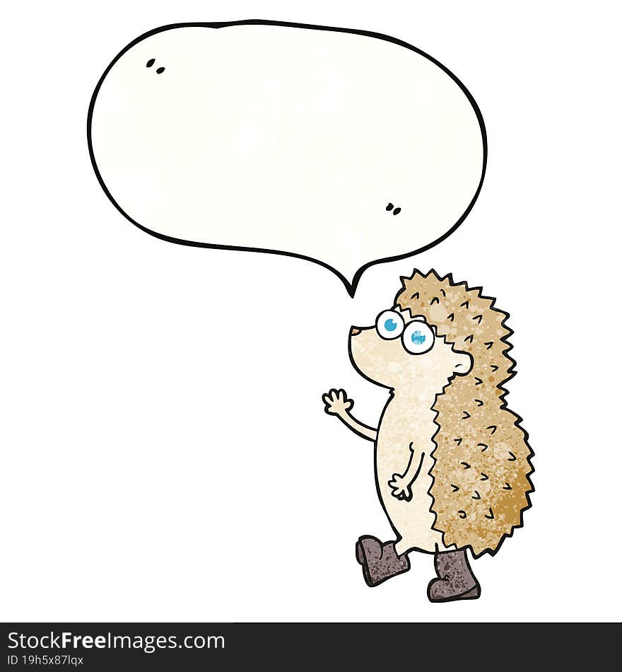 cute texture speech bubble cartoon hedgehog