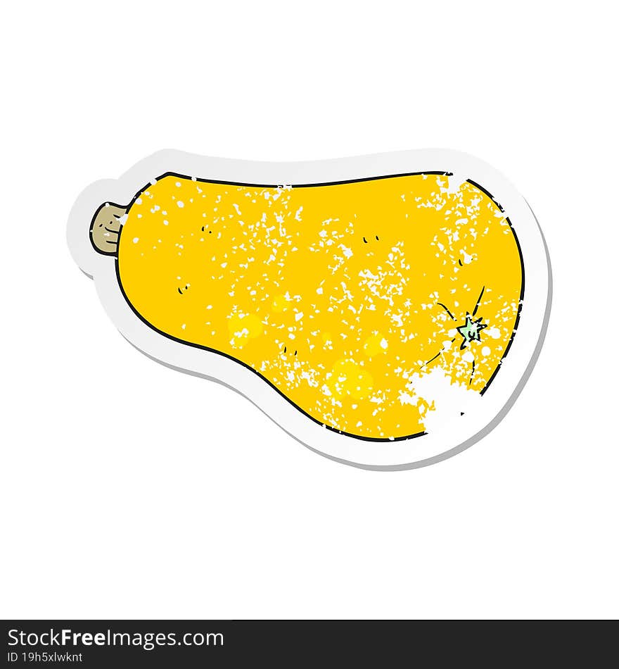 retro distressed sticker of a cartoon butternut squash