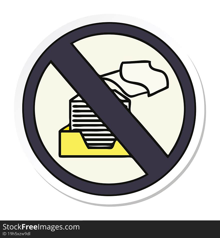 sticker of a cute cartoon paper ban sign