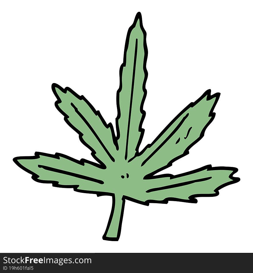 cartoon doodle marijuana leaf