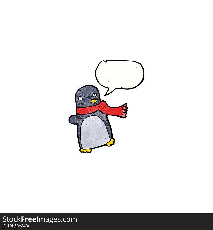 Cartoon Penguin Wearing Scarf