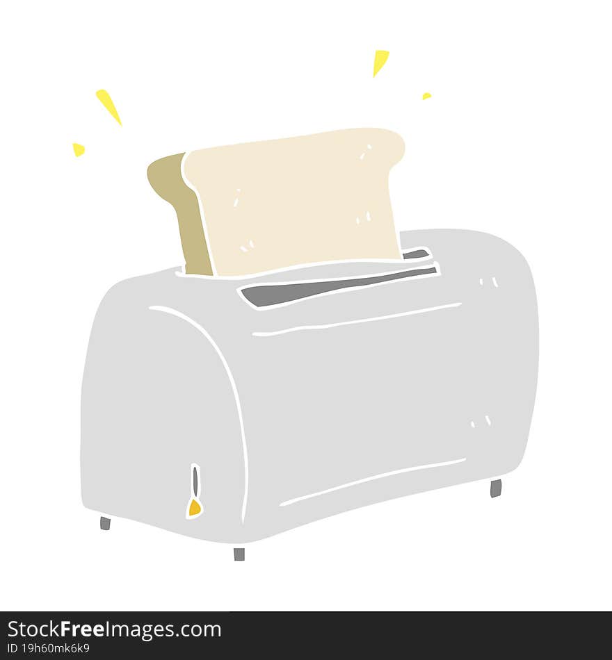 Flat Color Illustration Of A Cartoon Toaster