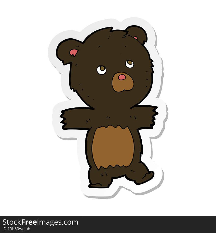 Sticker Of A Cartoon Cute Black Bear