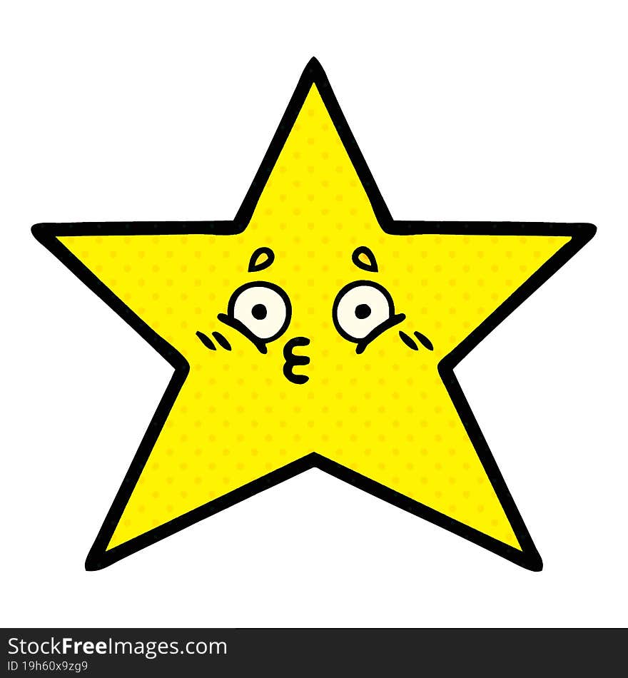 comic book style cartoon gold star