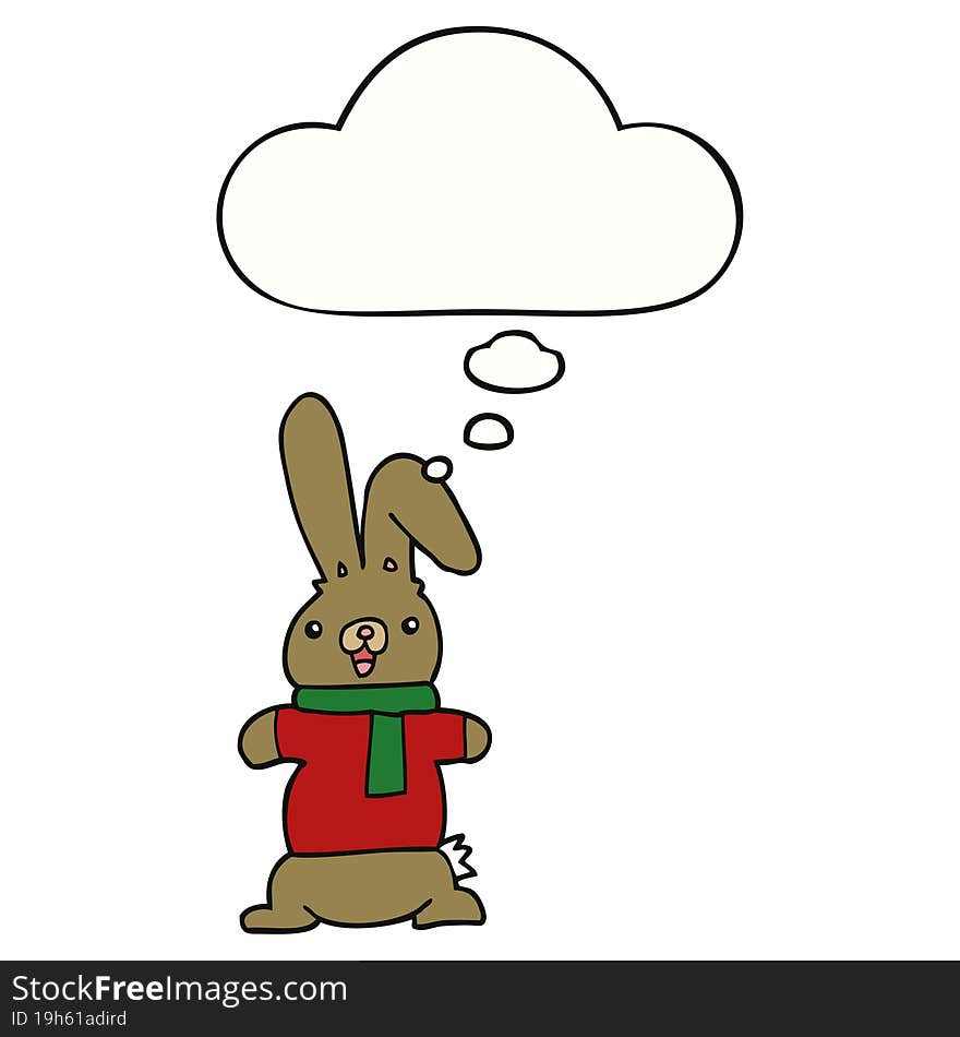 cartoon rabbit and thought bubble