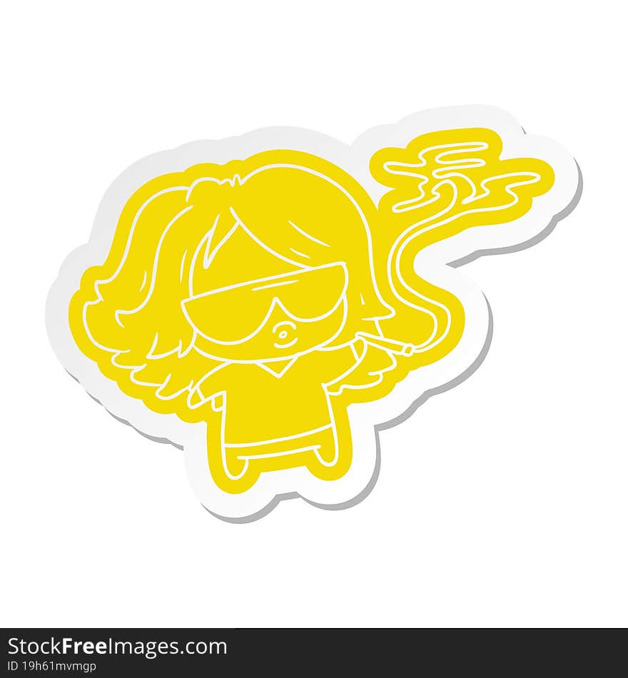 cartoon sticker cute kawaii smoking a joint