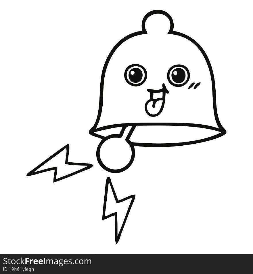 line drawing cartoon of a ringing bell