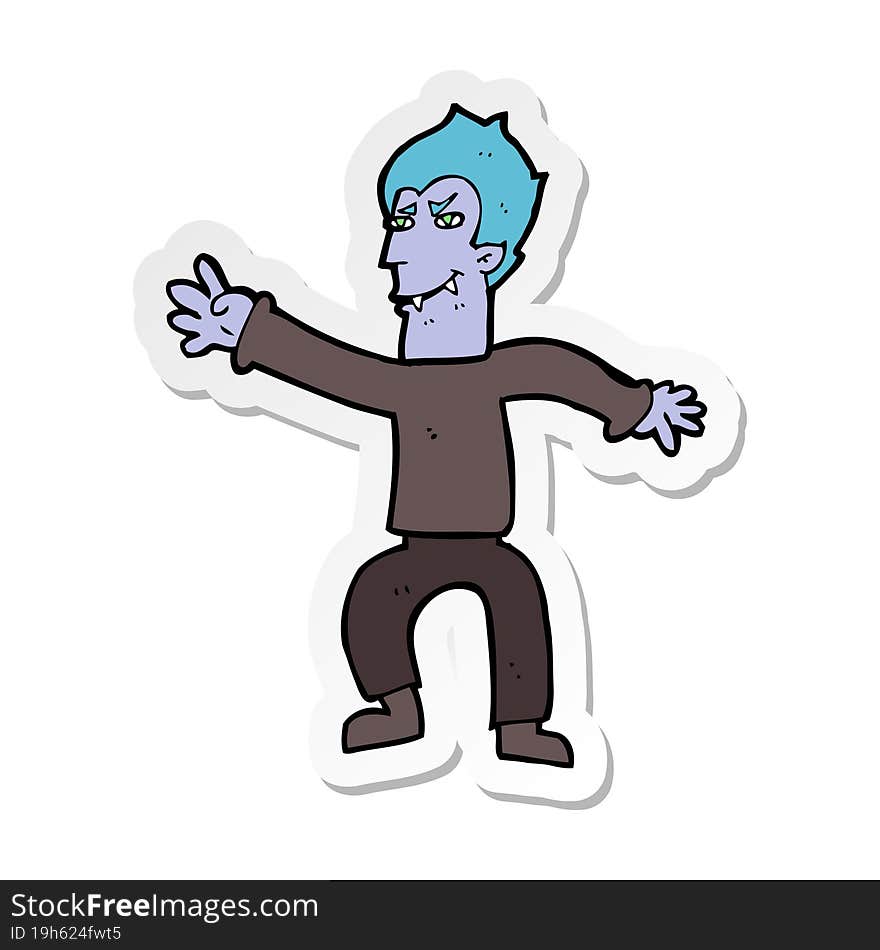 sticker of a cartoon vampire man