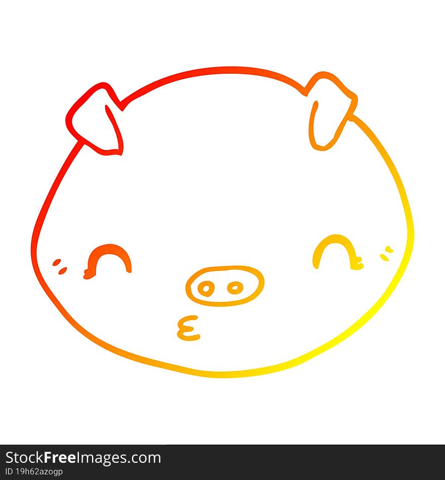 warm gradient line drawing of a cartoon pig