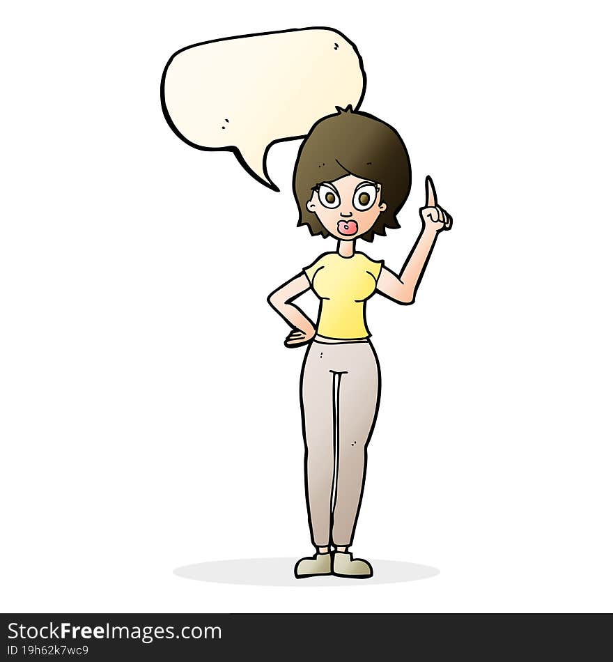 cartoon woman explaining her point with speech bubble