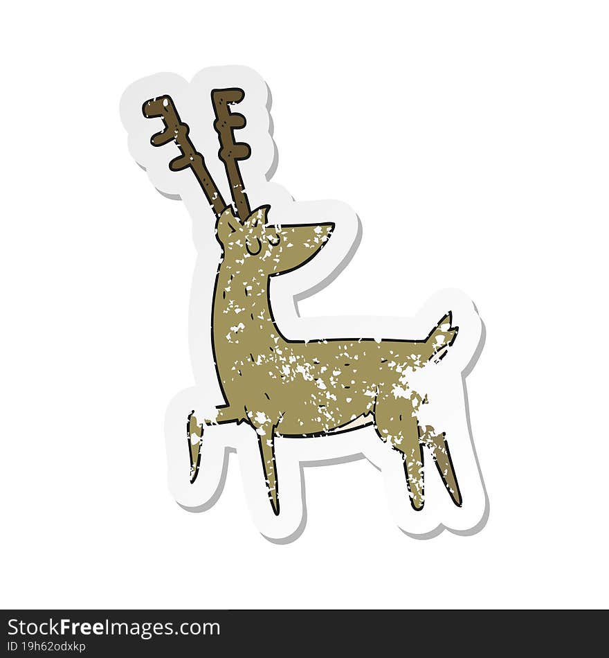 retro distressed sticker of a cartoon stag