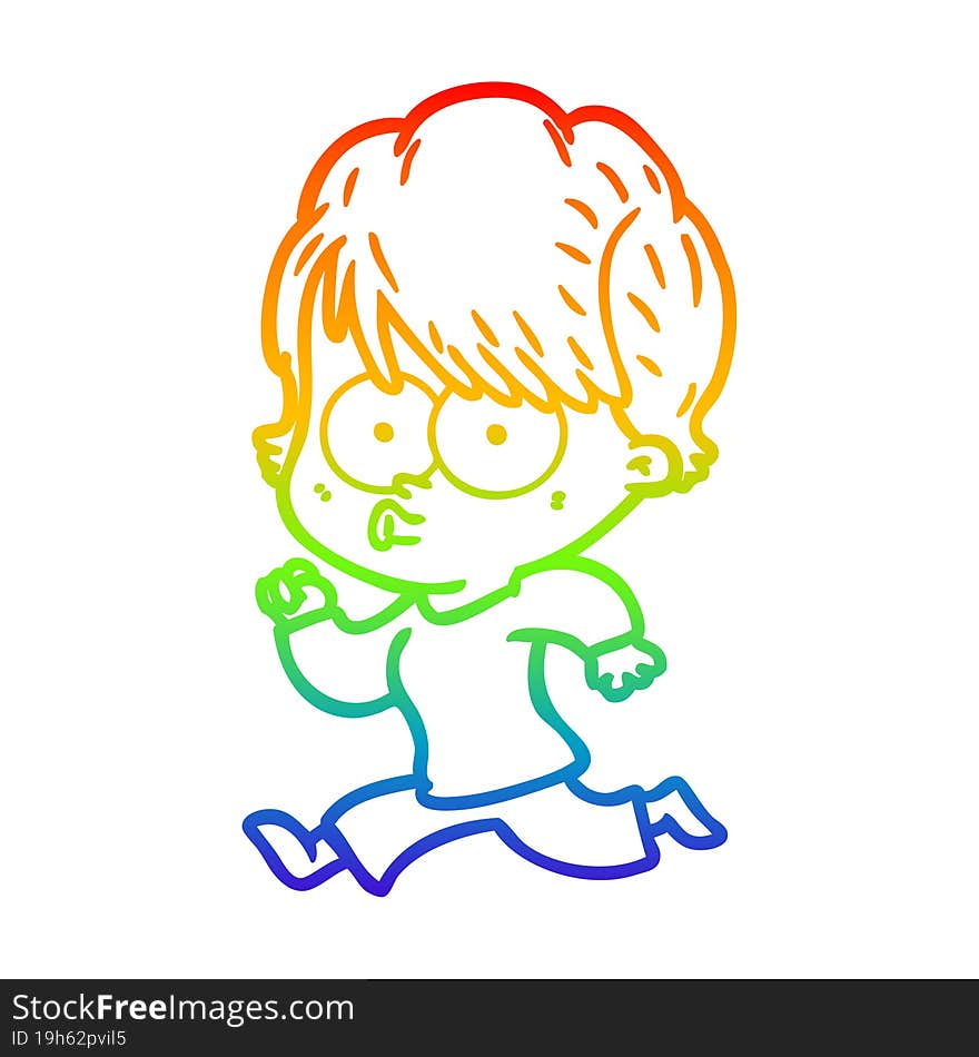 rainbow gradient line drawing of a cartoon woman