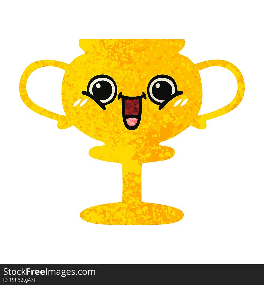 retro illustration style cartoon trophy