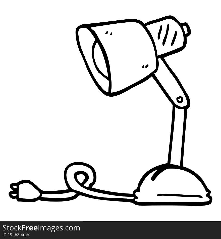 line drawing cartoon desk lamp