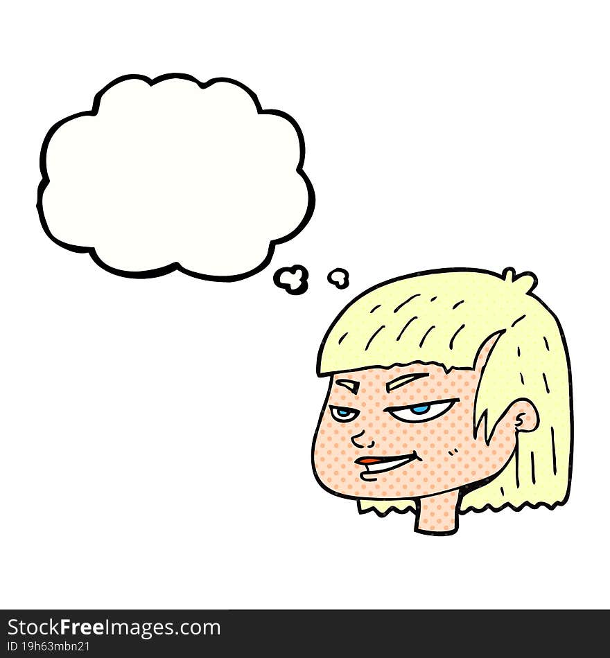 thought bubble cartoon mean looking girl