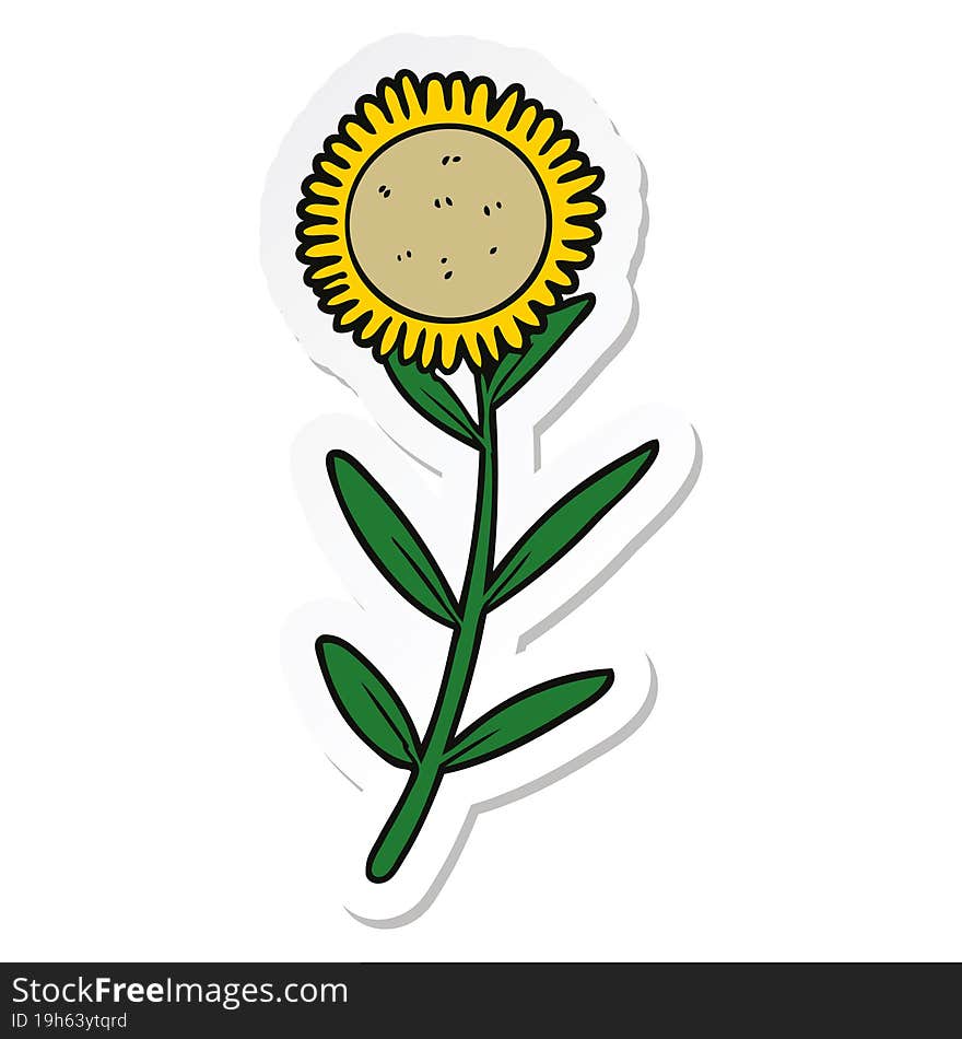 sticker of a cartoon sunflower