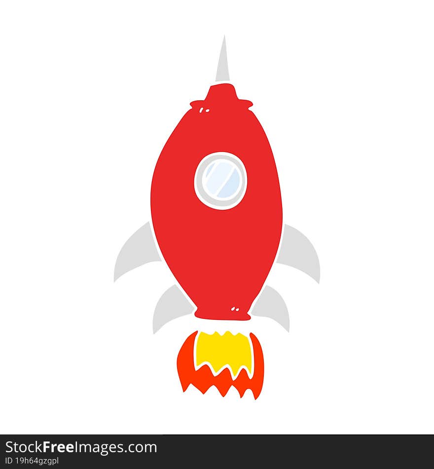 flat color illustration of a cartoon spaceship