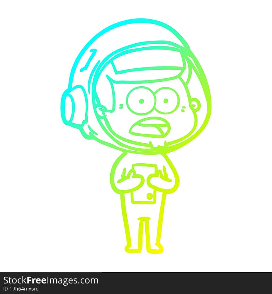 cold gradient line drawing cartoon surprised astronaut