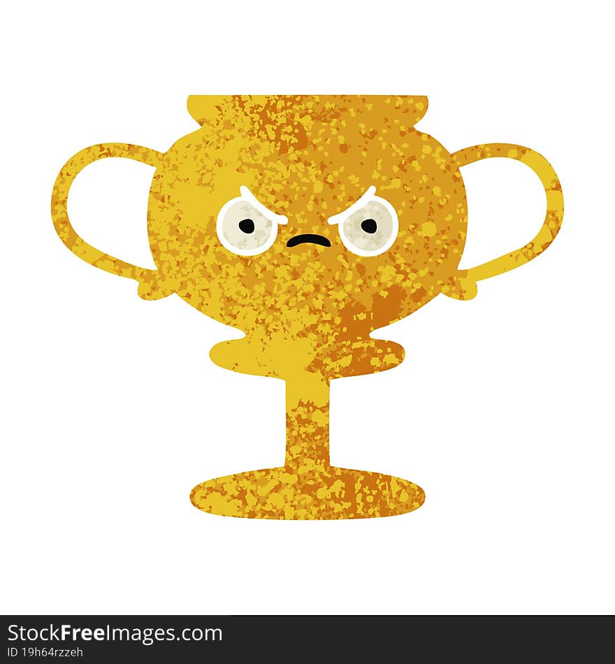 retro illustration style cartoon trophy