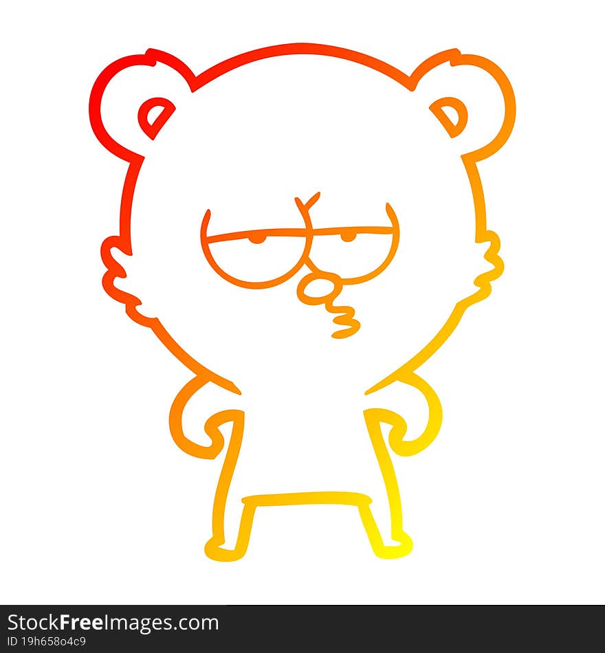 warm gradient line drawing bored polar bear cartoon