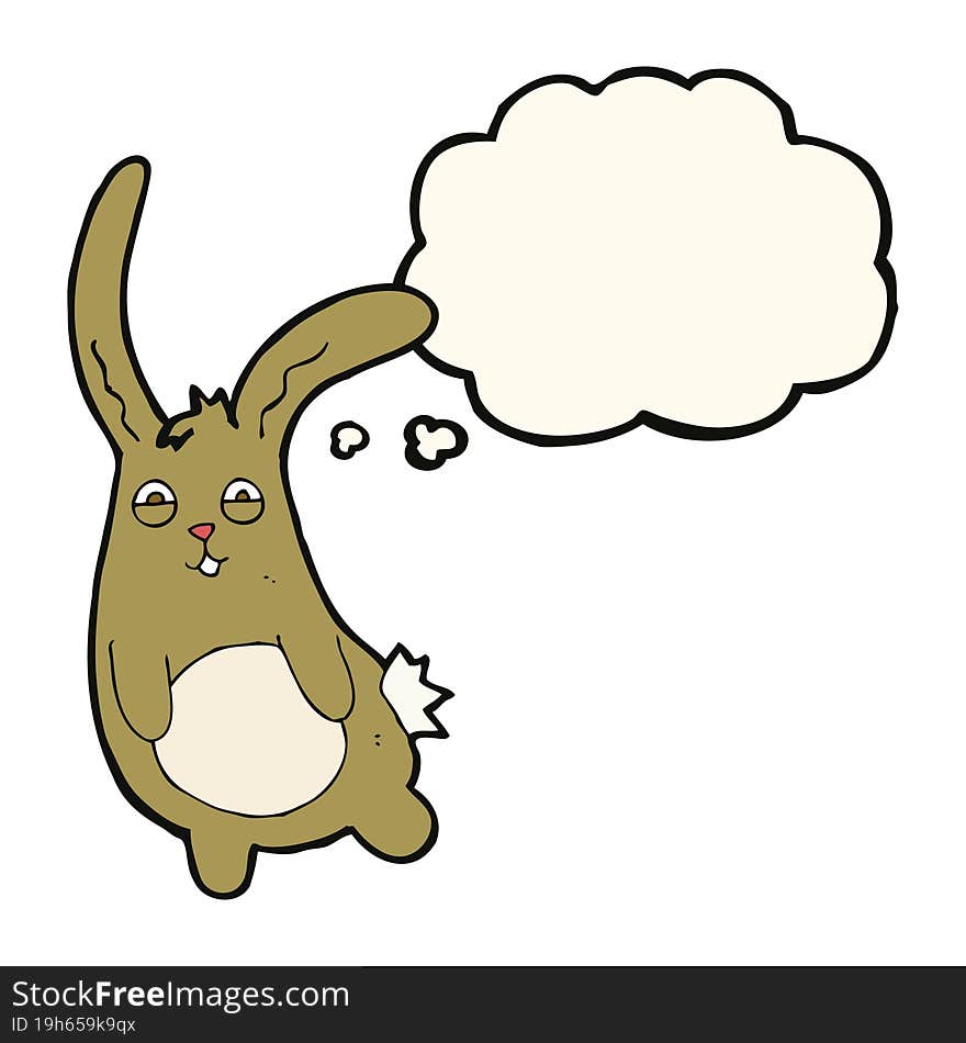 funny cartoon rabbit with thought bubble